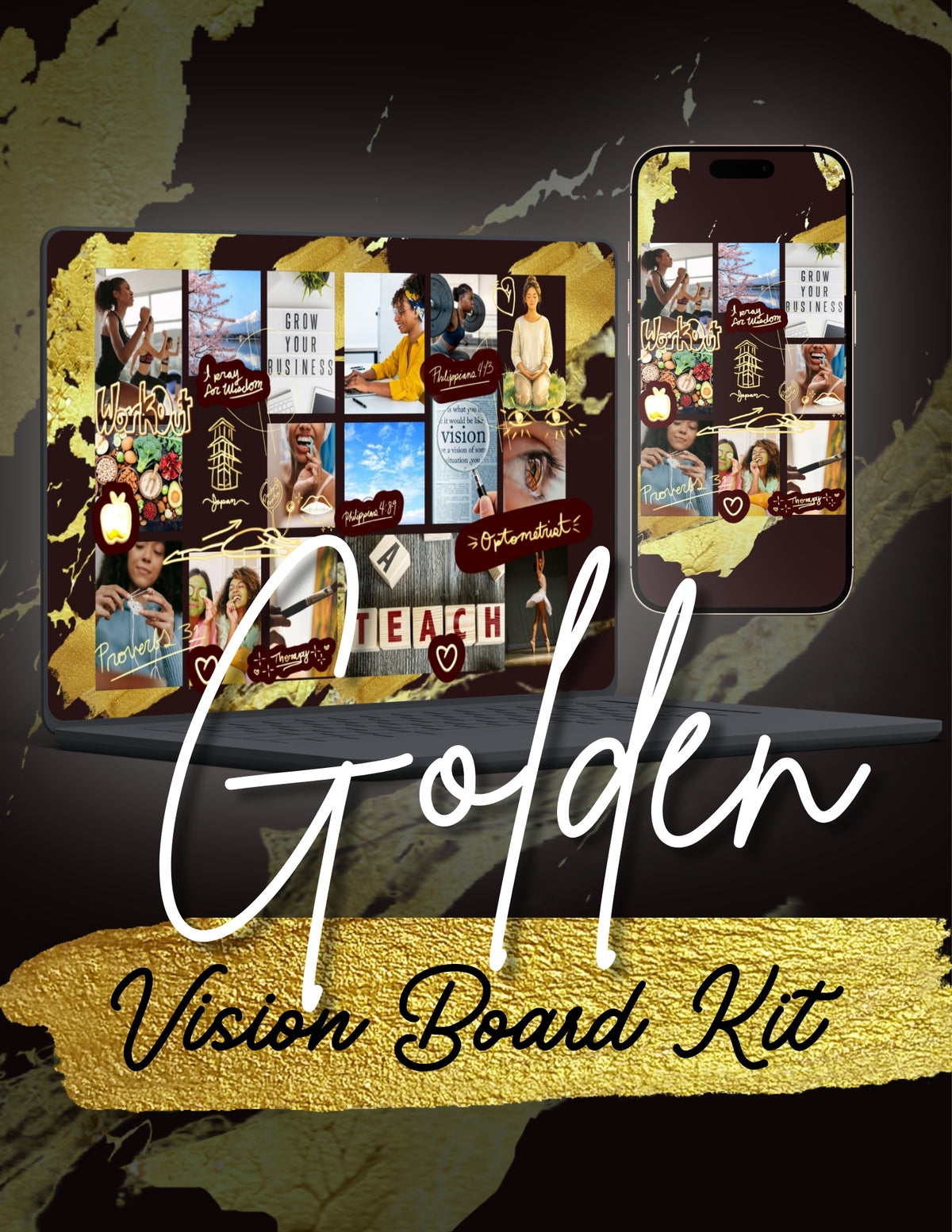 Golden Vision Board Supplies Kit